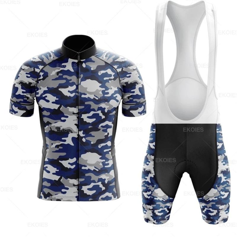 Mountain Biking Races - Set Jersey kamuflase bersepeda pria, pakaian